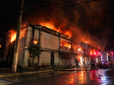 Incêndio atingindo imóvel comercial
