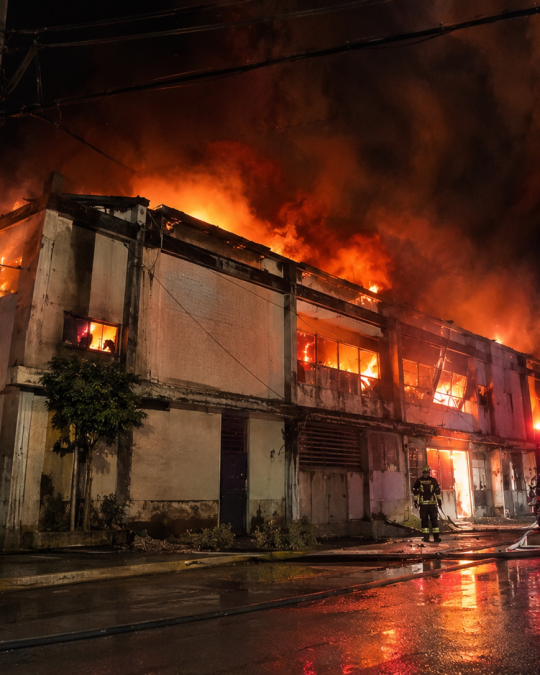 Incêndio atingindo imóvel comercial