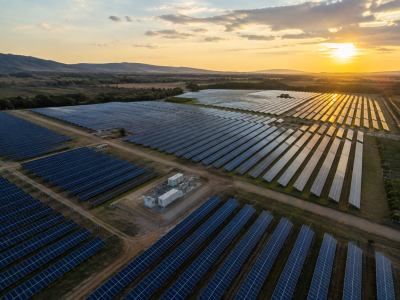 Usina solar com painéis fotovoltaicos